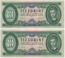 1962. 10Ft (2x) sorszámkövetők "A 807 165653 - A 807 165654" T:VF szép papír Adamo F6
