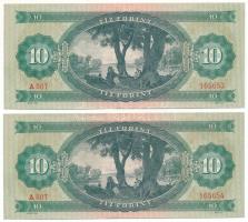 1962. 10Ft (2x) sorszámkövetők "A 807 165653 - A 807 165654" T:VF szép papír
Adamo F6