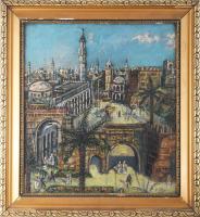 MD jelzéssel: Isztambul. Olaj, karton. Hátoldalán Isztambul, 1913, Mokry felirattal. Sérült. Dekorat...