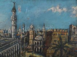 MD jelzéssel: Isztambul. Olaj, karton. Hátoldalán Isztambul, 1913, Mokry felirattal. Sérült. Dekorat...