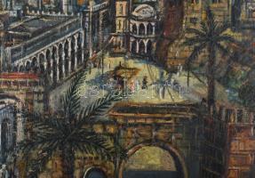 MD jelzéssel: Isztambul. Olaj, karton. Hátoldalán Isztambul, 1913, Mokry felirattal. Sérült. Dekorat...