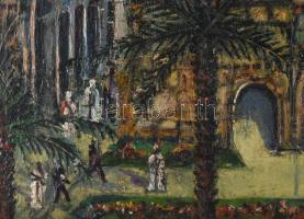 MD jelzéssel: Isztambul. Olaj, karton. Hátoldalán Isztambul, 1913, Mokry felirattal. Sérült. Dekorat...