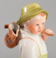 Zsolnay Vízhordó fiú. Terv.: Sinkó András. Jelzett, egy ütődésnyommal, m: 18 cm