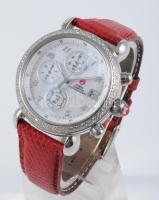 Michele CSX Diamond Chronograph karróa, kvarc, bőr szíjjal, működik, d: 35 mm