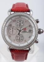 Michele CSX Diamond Chronograph karróa, kvarc, bőr szíjjal, működik, d: 35 mm