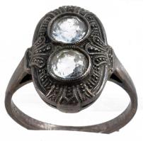 Ezüst (Ag) gyűrű, kövekkel, m: 55, jelzett, bruttó 4,3g