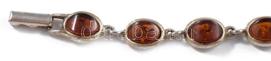 Ezüst (Ag) karkötő kövekkel, h: 16 cm, bruttó 10,9g