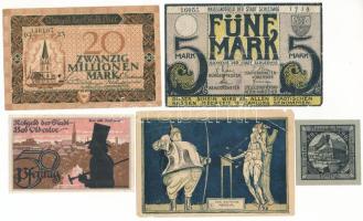 Német Birodalom / Weimari Köztársaság 1918-1923. 5xklf papír szükségpénz-tétel T:AU-F German Empire / Weimar Republic 1918-1923. 5xdiff necessity money lot (notgeld) C:AU-F