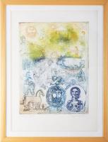 Kondor Lajos (1926-2006): Görög regék. Színezett rézkarc, papír, jelzett, 38,5×29,5 cm