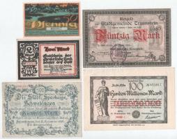 Német Birodalom / Weimari Köztársaság 1919-1923. 5xklf papír szükségpénz-tétel T:AU-F German Empire / Weimar Republic 1919-1923. 5xdiff necessity money lot (notgeld) C:AU-F