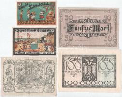 Német Birodalom / Weimari Köztársaság 1919-1923. 5xklf papír szükségpénz-tétel T:AU-F
German Empire...