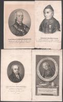 ca 1600-1800 14 db portré és egyéb metszet: rézmetszet és litográfia. Korabinszky, Mitterpacher, Königsdorfer, Pálffy Pál, Palma, báró Fischer István, stb benne két rajz, 16x23 cm-ig