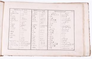 ca 1750 A latin ABC betűinek írásmódjai a különböző évszázadokban, az íráskép fejlődése, változtását bemutató képes könyv 51 rézmetszetű táblával. Korabeli papírkötésben 40x27 cm /         ca 1700 Illustrated book showing the writing styles of the Latin ABC letters in different centuries, the development and changes of the writing style, with 51 copperplate plates. 40x27 cm