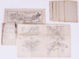 cca 1926-1940 Hajdúság, Kolozsvár környéke Magyar településtörténeti, néprajzi témájú mű(vek) térképmellékletei, több témára bontva (Kunhalmok és telephelyek a karcagi határban; A hajdúk eredete; Az alföldi kertes városok; stb.), 11 db térkép + jegyzék, jó állapotban