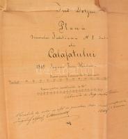 1869 Románia, Calafat városának (Jud. Dolj - Zsil-völgy) útépítési térkép. Kézzel rajzolt, nagy mére...