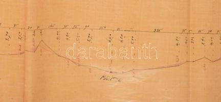 1869 Románia, Calafat városának (Jud. Dolj - Zsil-völgy) útépítési térkép. Kézzel rajzolt, nagy mére...