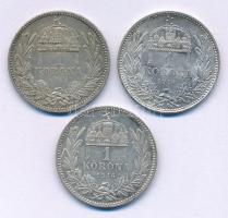 1914KB-196KB 1K Ag "Ferenc József" (3xklf) T:XF patina Adamo K5.1