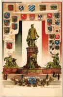 Berlin, Das Bismarck-Denkmal / monument, coat of arms Emb. litho