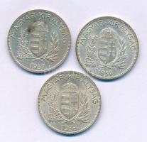 1937-1939. 1P Ag (3xklf) T:AU-XF patina Adamo P6