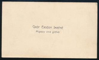 cca 1890 Gróf Erdődy Imréné Migazzy Irma névjegykártyája