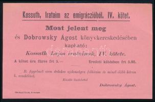 1882 Kossuth, irataim az emigrációból IV. kötet - reklámlap