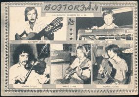 Bojtorján zenekar aláírt kép, közte Halász Judit aláírása is