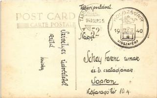 1940 Kolozsvár, Cluj; Mátyás király szobor télen, M. Deutsch, Foto Bordan, bank / statue, monument a...