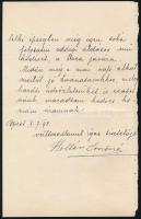 1898 Hollán Ernőné (1831-1906) saját kézzel írt levele Falk Miksa (1828-1908) író, politikus részére