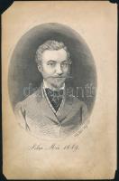 1884 Jókai Mór (1825-1904) író portréja, egykori könyvcímkép, sarokhiányokkal