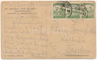 1922 Budapest VI. Dr. Légrády Ottó és Imre hadikórháza, 'Barátság', teniszező hölgy kutyáv...