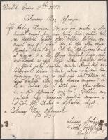 1803 Kömlőd, Tóth József magyar nyelvű saját kézzel írt levele, borítékkal, Vaskerényi Géza borítékj...