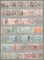 1874-1889 Színes- és Feketeszámú Krajcáros bélyegek, fogazás és vízjel azonosítás nélkül, összesen 216 db kétoldalas A4-es berakólapon