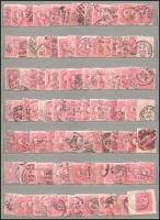 1874-1889 Színes- és Feketeszámú Krajcáros bélyegek, fogazás és vízjel azonosítás nélkül, összesen 2...