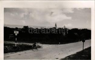 Balatonakali, Akali; 71-es út, tábla, templom, kerékpár. photo