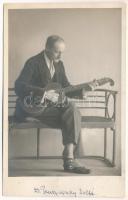 1931 Szatmárnémeti, Satu Mare; Dr. Pruzsinszky Zoltán költő saját kezű írásával / Hungarian pot with his own writing on the backside. Photo Szécsen Studio (EK)