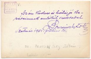 1931 Szatmárnémeti, Satu Mare; Dr. Pruzsinszky Zoltán költő saját kezű írásával / Hungarian pot with...