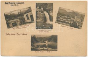 1940 Nagybánya, Baia Mare; Mina de aur Valei rosie, Cascada de Szturi, Vedere, Lacul Pintea / Veresvízi bánya, Szturi vízesés, látkép, Bódi-tó / gold mine, waterfall, view, lake (ragasztónyomok / glue marks)