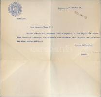 1937 Bp., Ravasz László (1882-1975) püspök saját kézzel aláírt, gépelt levele