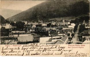 1907 Trencsénteplic, Trencianske Teplice; látkép, Villa Hungaria, E. Matejka Pannonia fogadó. Wertheim Zsigmond kiadása / Totalansicht / general view, villa, inn (fl)