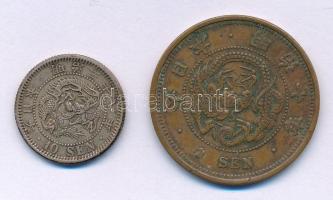 Japán 1874. (1873-1892) 1s bronz "Meiji uralkodása" + 1888. (1873-1906) 10s Ag "Meiji...