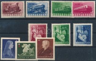 1942-1946 Vöröskereszt (II.) 3 vágott értéke, Vasútjubileum, Parasztnapok sorok (9.600)