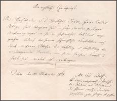 1864 Schroff Károly saját kézzel aláírt feljegyzése