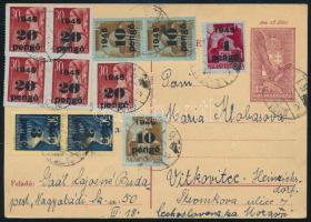 1945 (4. díjszabás) Levelezőlap Csehszlovákiába 140P bérmentesítéssel