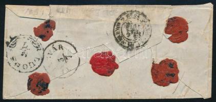 Olaszország 1860 Ajánlott levél Milánóból Lugosra 20c + 40c bérmentesítéssel, 15kr portóval