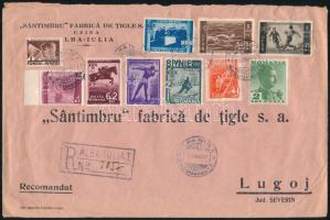 Románia 1937 Ajánlott levél teljes Sportszövetség sorral "ALBA IULIA" - "LUGOJ"