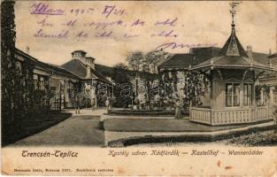 1905 Trencsénteplic, Trencianske Teplice; Kastély udvar, kádfürdők. Hermann Seibt kiadása / Kastellhof, Wannenbäder / castle courtyard, baths (EB)