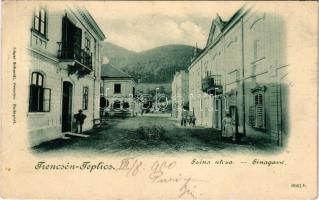 1900 Trencsénteplic, Trencianske Teplice; Szina utca. Edgar Schmidt kiadása / Sinagasse / street view (fa)