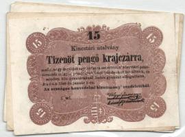 1848-49. "Kossuth bankók" 15kr (5x), 30kr (2x), 30kr "*" (3x), 1Ft (1x), 2Ft (3x...