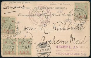 Törökország 1898 Szép képeslap "HANIA" (Chania, Kréta) 4 x 5P bérmentesítéssel Cochembe, Németországba