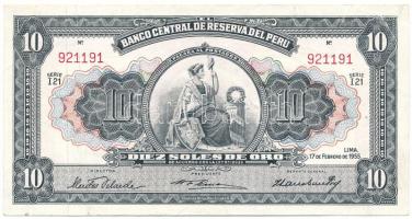 Peru 1955. 10S T:F szép papír Peru 1955. 10 Soles de Oro C:F fine paper Krause P#71